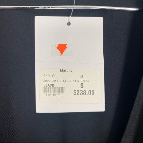 Stillwater Black Easy Deep V Silky Maxi Dress Short Sleeve Sz S - Picture 4 of 6